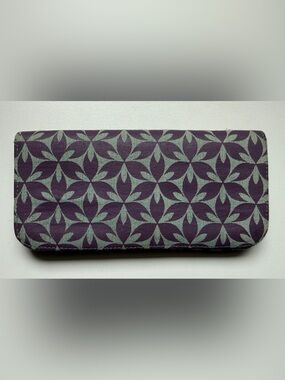 Malia Designs Fair Trade Long Wallet Purple Geometric Floral Canvas Handmade